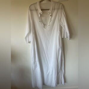 Chan Luu White Maxi Dress with Eyelet Neckline